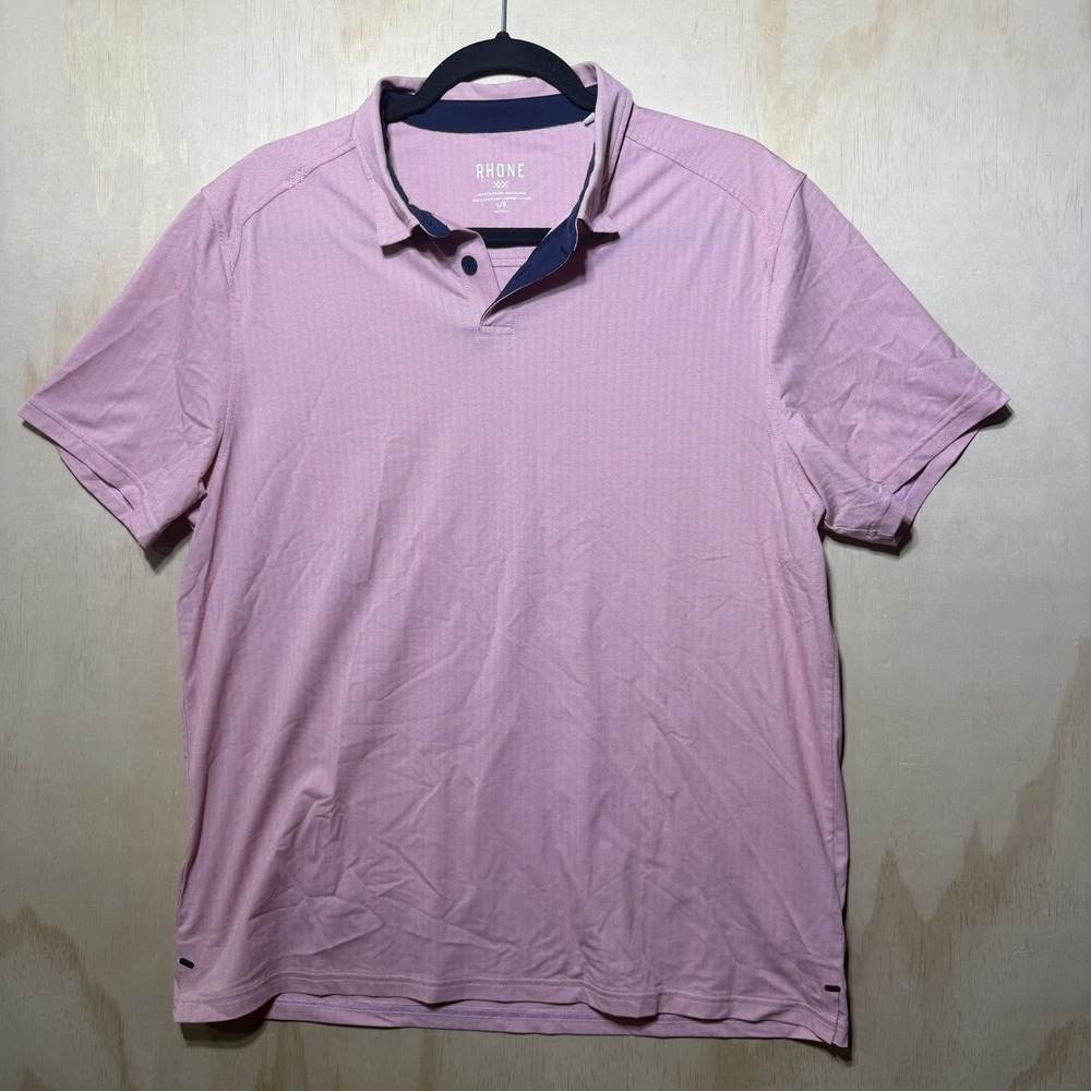 Rhone Polo Shirt Mens Large Pink Performance Stretch Golf Casual Athletic